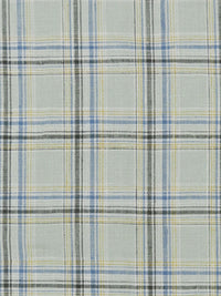 Seafoam/Dusty Sky Blue/Iron Gray/Straw 100% Linen Yarn-Dyed Plaid Mid-Weight Woven 60W