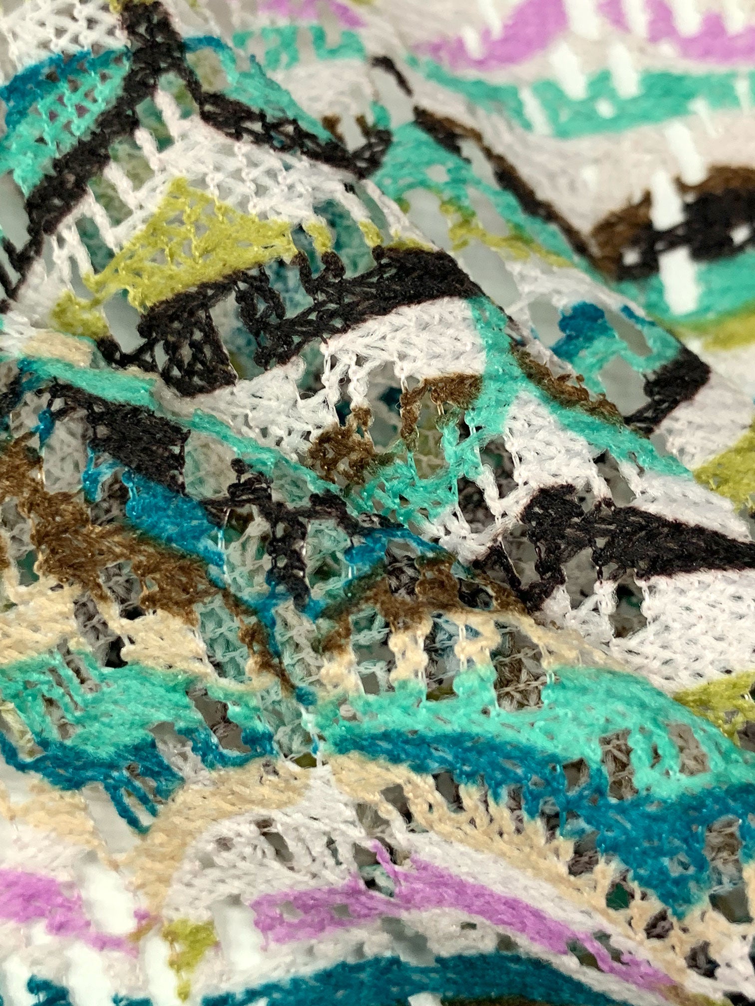 Muted Brown/Cool Jade/Multi 100% Polyester Missoni-Look Chevron
