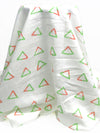 White/Green Apple/International Orange 100% Linen Drawn Triangle Print Mid-Weight Woven 60W