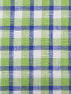 Sour Apple Green/Sapphire/White 100% Linen Yarn-Dyed Plaid Design Mid-Weight Woven 60W