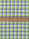 Sour Apple Green/Sapphire/White 100% Linen Yarn-Dyed Plaid Design Mid-Weight Woven 60W