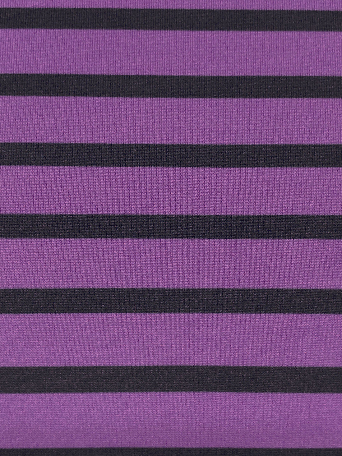 French Lilac/Black Recycled Polyester/Spandex Horizontal Stripe Brushed Activewear Knit - Corbeaux Clothing - 56W