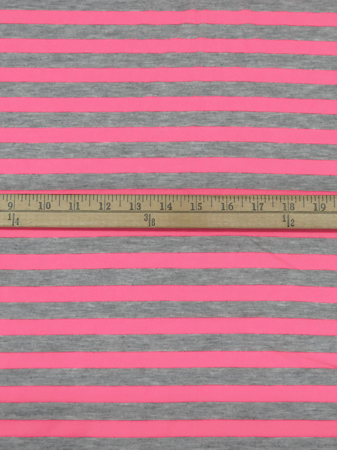 Highlighter Pink/Mid Grey Polyester/Lycra Horizontal Stripe Weave Jersey Knit 57W