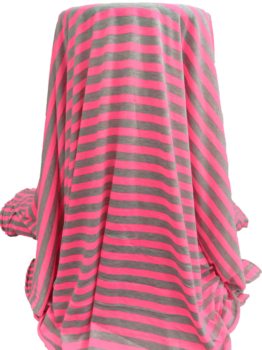 Highlighter Pink/Mid Grey Polyester/Lycra Horizontal Stripe Weave Jersey Knit 57W