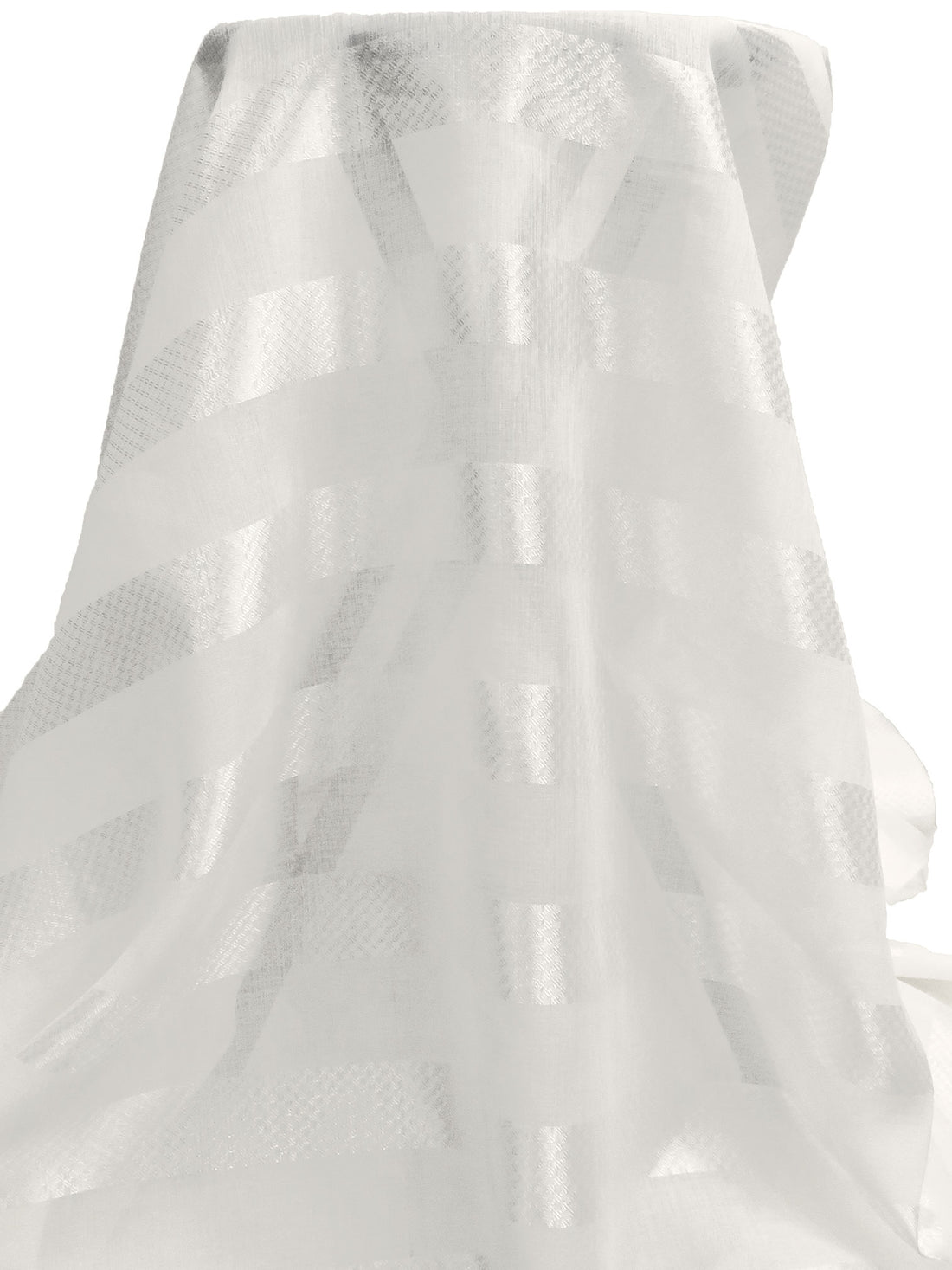 White 100% Polyester Horizontal Stripe Weave Home Decor Sheer Woven 112W
