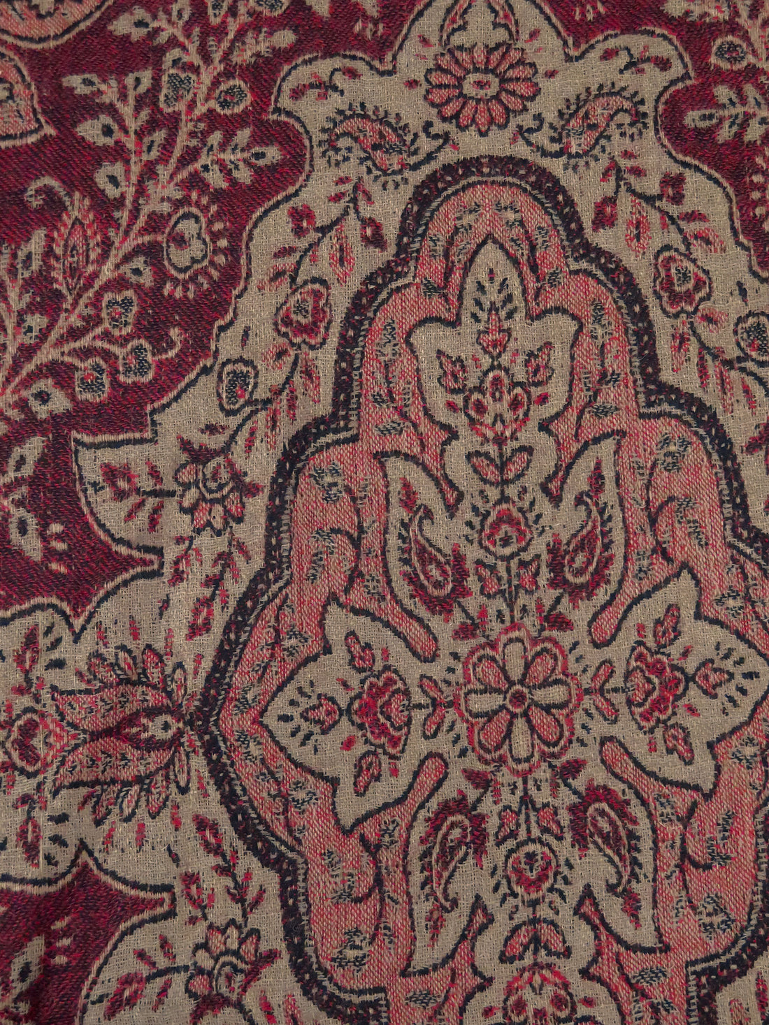 Maroon/Dark Tan/Black Wool/Nylon Ornate Weave Woven 51W