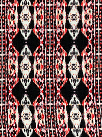 Black/Red/White 100% Rayon Vertical Abstract Print Crinkle Challis 52W