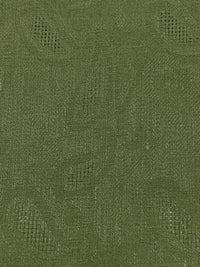 Dark Moss Green 100% Linen Paisley Jacquard Weave Mid-Weight Woven 56W