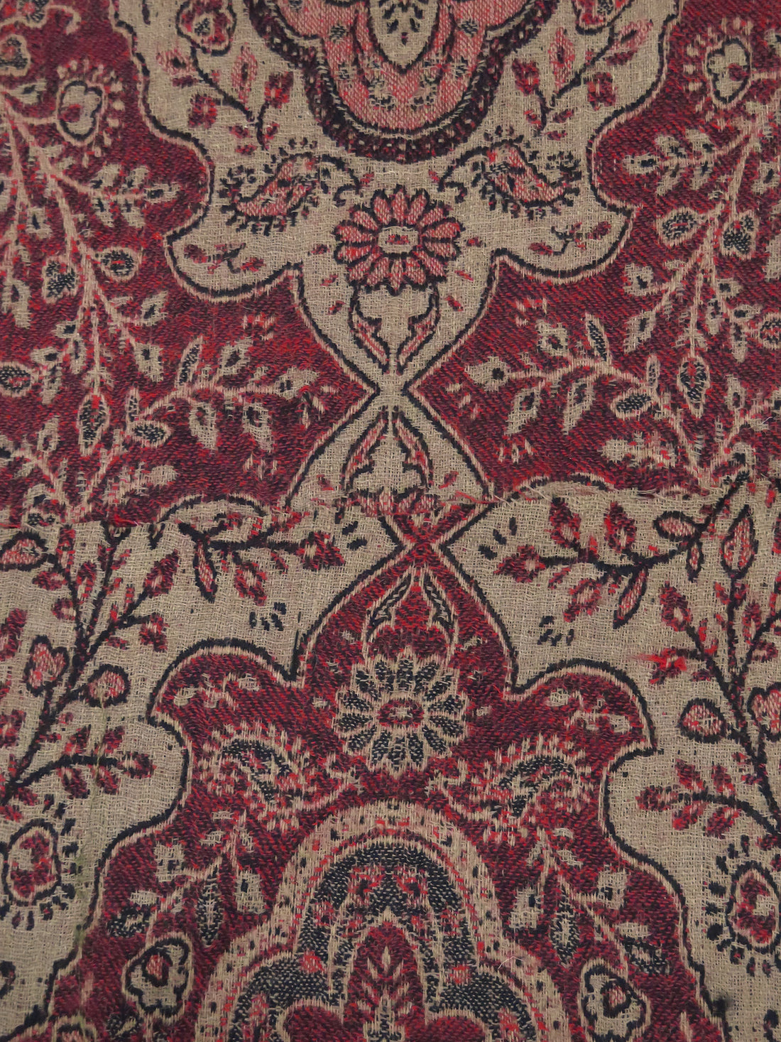 Maroon/Dark Tan/Black Wool/Nylon Ornate Weave Woven 51W