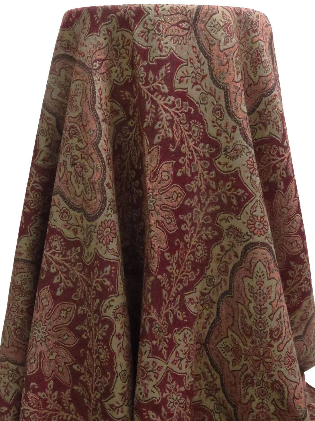 Maroon/Dark Tan/Black Wool/Nylon Ornate Weave Woven 51W