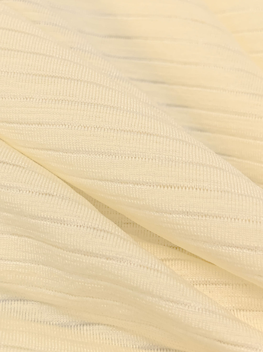Soft Vanilla Recycled Polyester/Polyester/Elastane Horizontal Stripe Weave Base Layer Activewear Knit - Corbeaux Clothing - 58W