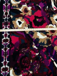 Dark Maroon/Black/Pale Brown/Multi Polyester/Lycra Double Border Abstract Floral Print ITY Knit 59W