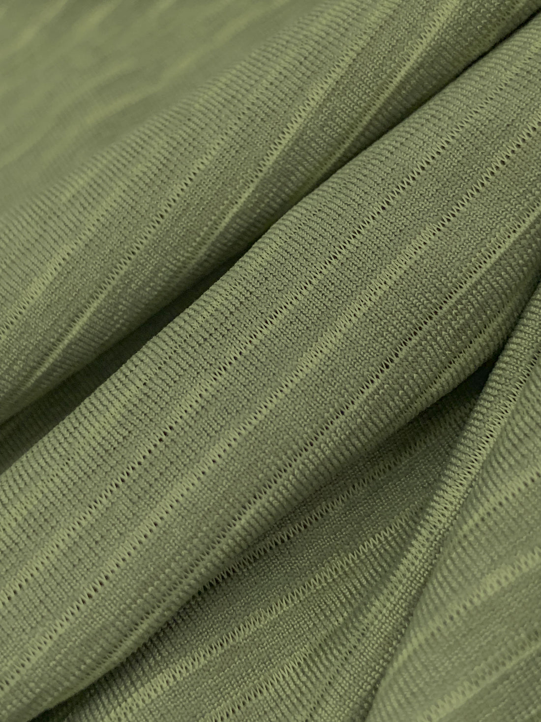 Guild Green Recycled Polyester/Polyester/Elastane Horizontal Stripe Weave Base Layer Activewear Knit - Corbeaux Clothing - 58W