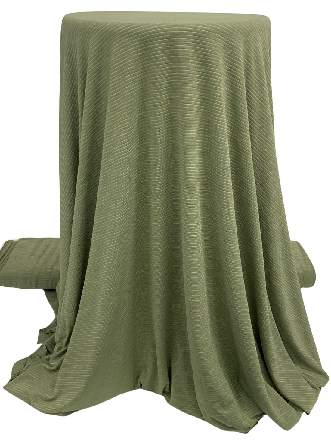Guild Green Recycled Polyester/Polyester/Elastane Horizontal Stripe Weave Base Layer Activewear Knit - Corbeaux Clothing - 58W