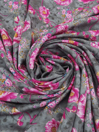 Flint Gray/Magenta/Marigold/Multi 100% Rayon Floral Print Challis 56W