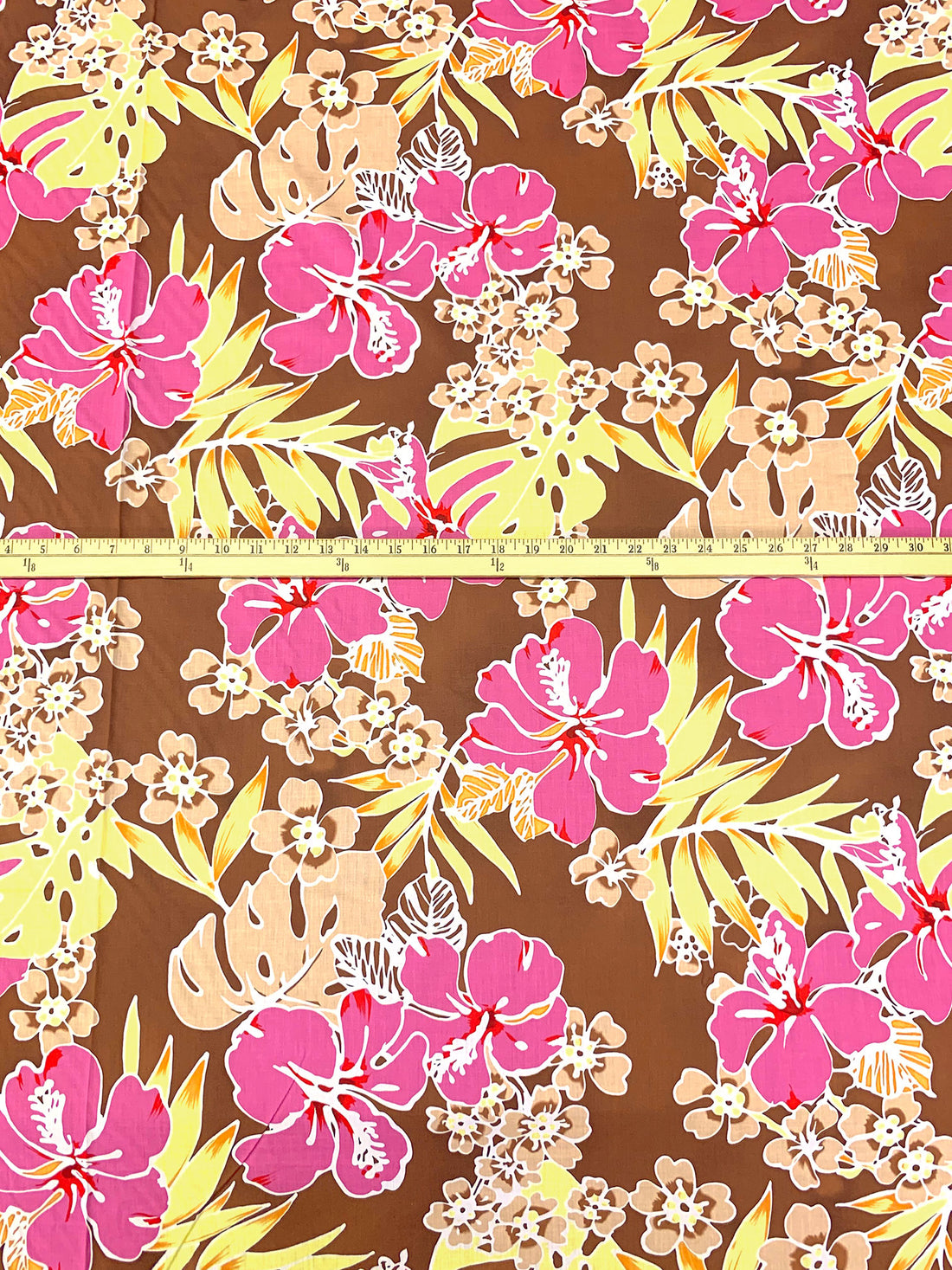 Sparrow Brown/Brink Pink/Multi 100% Cotton Tropical Floral Print Voile 54W