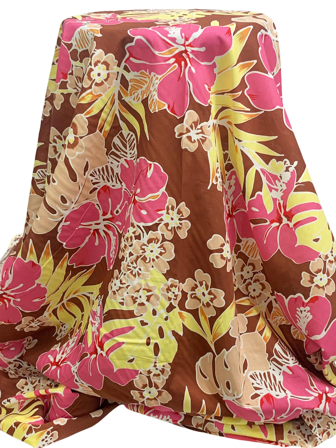 Sparrow Brown/Brink Pink/Multi 100% Cotton Tropical Floral Print Voile 54W