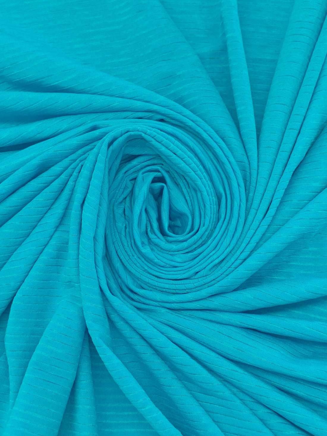 Caribbean Blue Recycled Polyester/Polyester/Elastane Horizontal Stripe Weave Base Layer Activewear Knit - Corbeaux Clothing - 58W