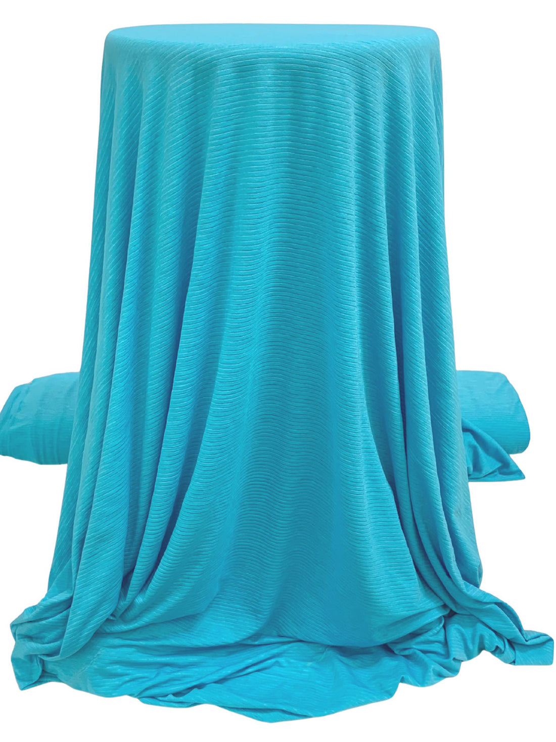 Caribbean Blue Recycled Polyester/Polyester/Elastane Horizontal Stripe Weave Base Layer Activewear Knit - Corbeaux Clothing - 58W
