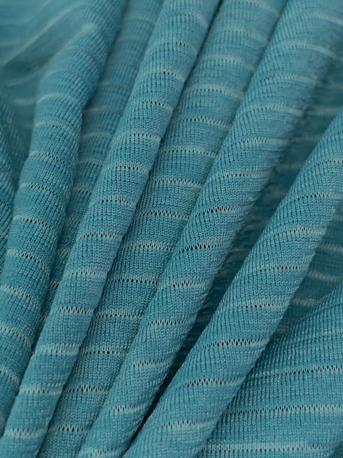 Air Force Blue Recycled Polyester/Polyester/Elastane Horizontal Stripe Weave Base Layer Activewear Knit - Corbeaux Clothing - 58W