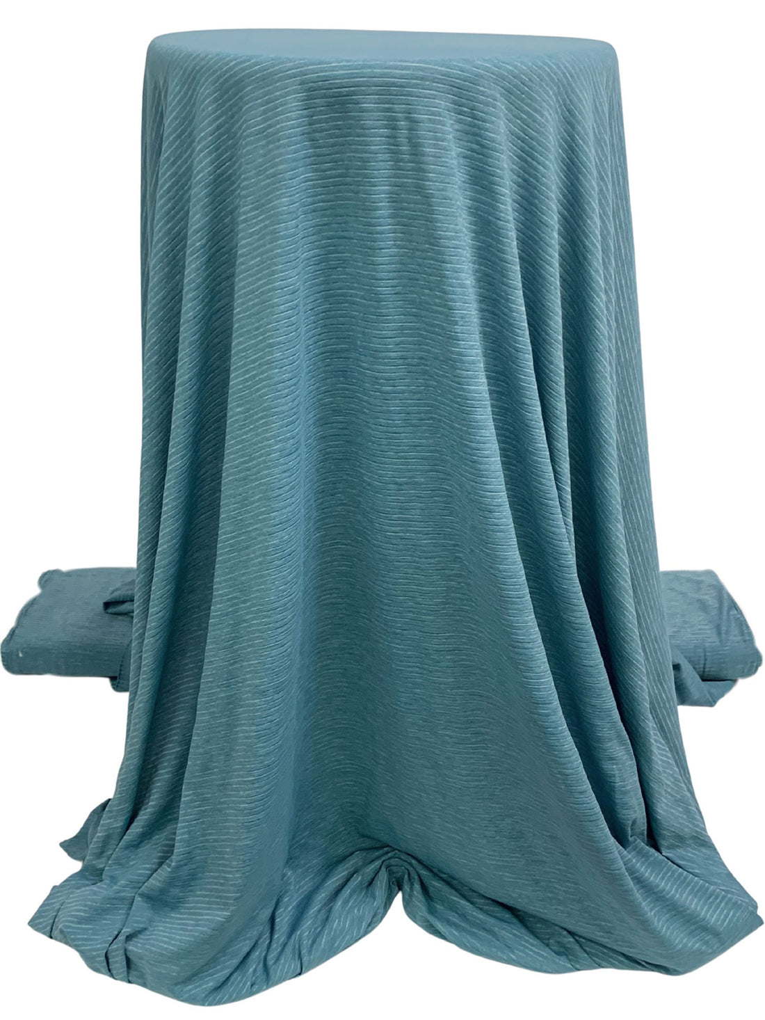 Air Force Blue Recycled Polyester/Polyester/Elastane Horizontal Stripe Weave Base Layer Activewear Knit - Corbeaux Clothing - 58W
