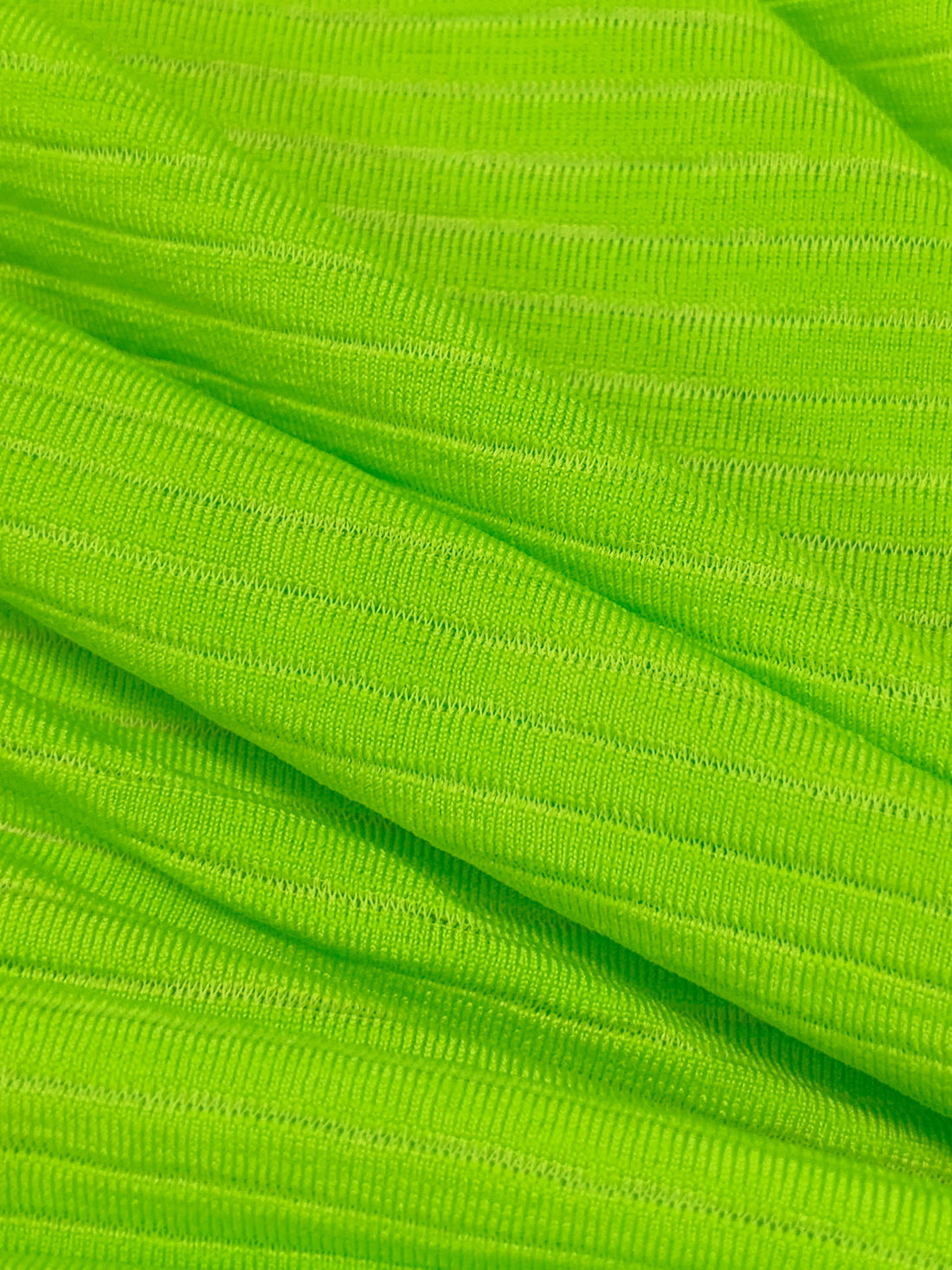 Vivid Lime Recycled Polyester/Polyester/Elastane Horizontal Stripe Weave Base Layer Activewear Knit - Corbeaux Clothing - 56W