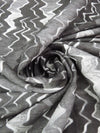 Graphite Gray/White/Iron Gray 100% Linen Vertical Grunge Zig Zag Print Linen 56W