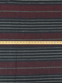 Dark Mulberry/Muted Navy/Storm Blue/Multi 100% Linen Horizontal Novelty Stripe Weave Shirt-Weight Woven 60W