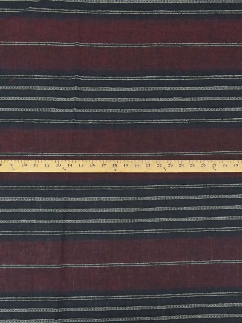 Dark Mulberry/Muted Navy/Storm Blue/Multi 100% Linen Horizontal Novelty Stripe Weave Shirt-Weight Woven 60W