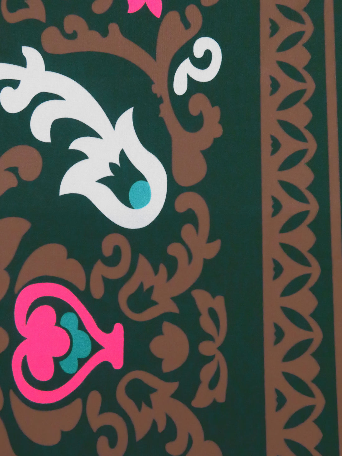 Dark Green/French Fuchsia/White/Multi Polyester/Lycra Ornate Vertical Stripe Print ITY Knit 59W
