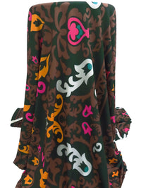 Dark Green/French Fuchsia/White/Multi Polyester/Lycra Ornate Vertical Stripe Print ITY Knit 59W