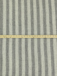 Alabaster/Black 100% Linen Vertical Stripe Mid-Weight Woven 60W