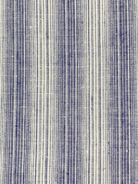 Alabaster/Lapis Blue 100% Linen Vertical Stripe Mid-Weight Woven 60W