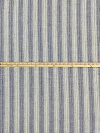 Alabaster/Lapis Blue 100% Linen Vertical Stripe Mid-Weight Woven 60W