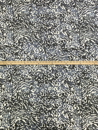 Slate Blue/Dark Earthy Gray/Off-White 100% Polyester Abstract Animal Print Charmeuse 60W