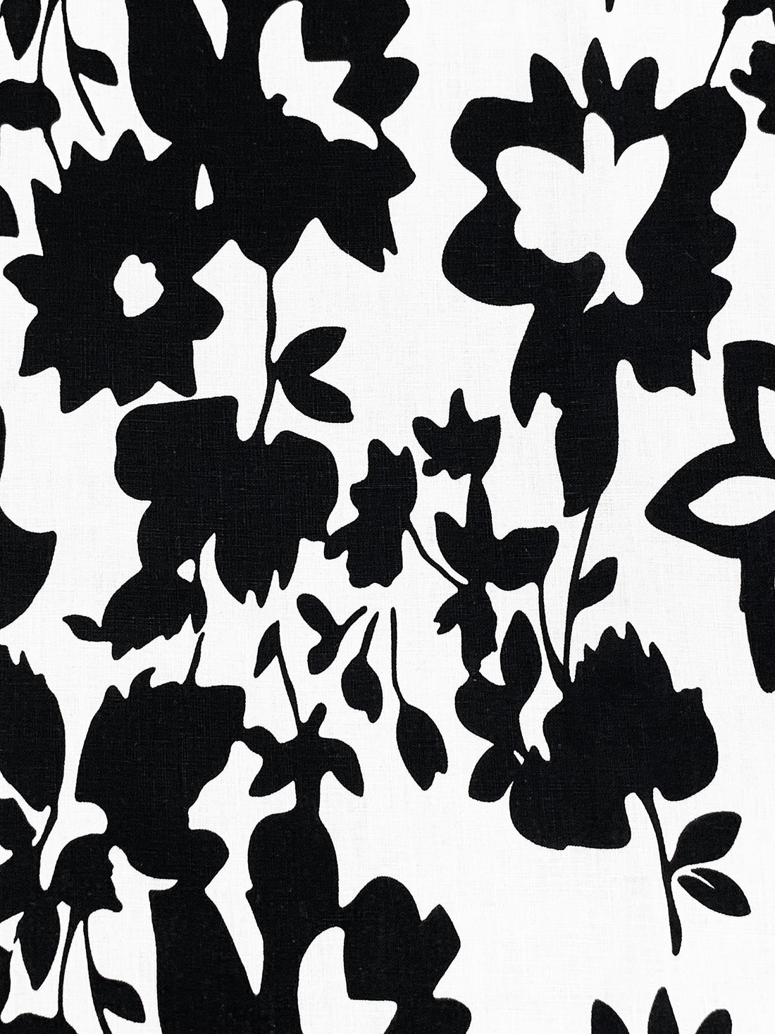 White/Black 100% Linen Floral Print Shirt Weight Woven 56W