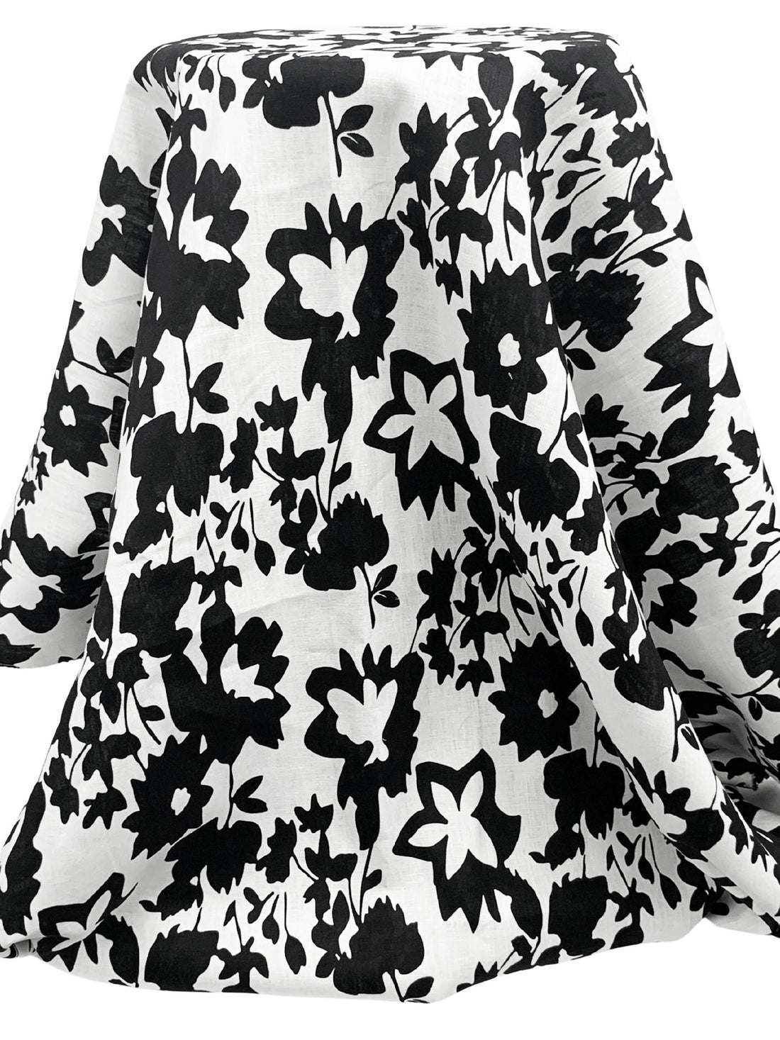 White/Black 100% Linen Floral Print Shirt Weight Woven 56W