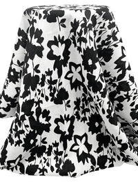 White/Black 100% Linen Floral Print Shirt Weight Woven 56W