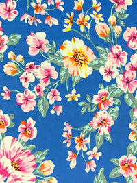 French Blue/Dark Sea Green/Multi Polyester/Lycra Floral Print Double Brushed Knit 62W