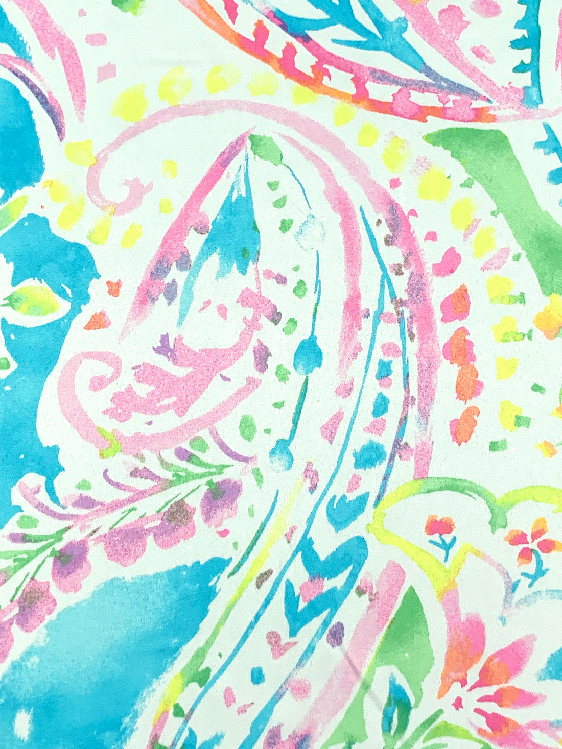 Pacific Blue/Canary/Pale Pink/White 100% Polyester Painterly Floral Paisley Print Charmeuse 58W