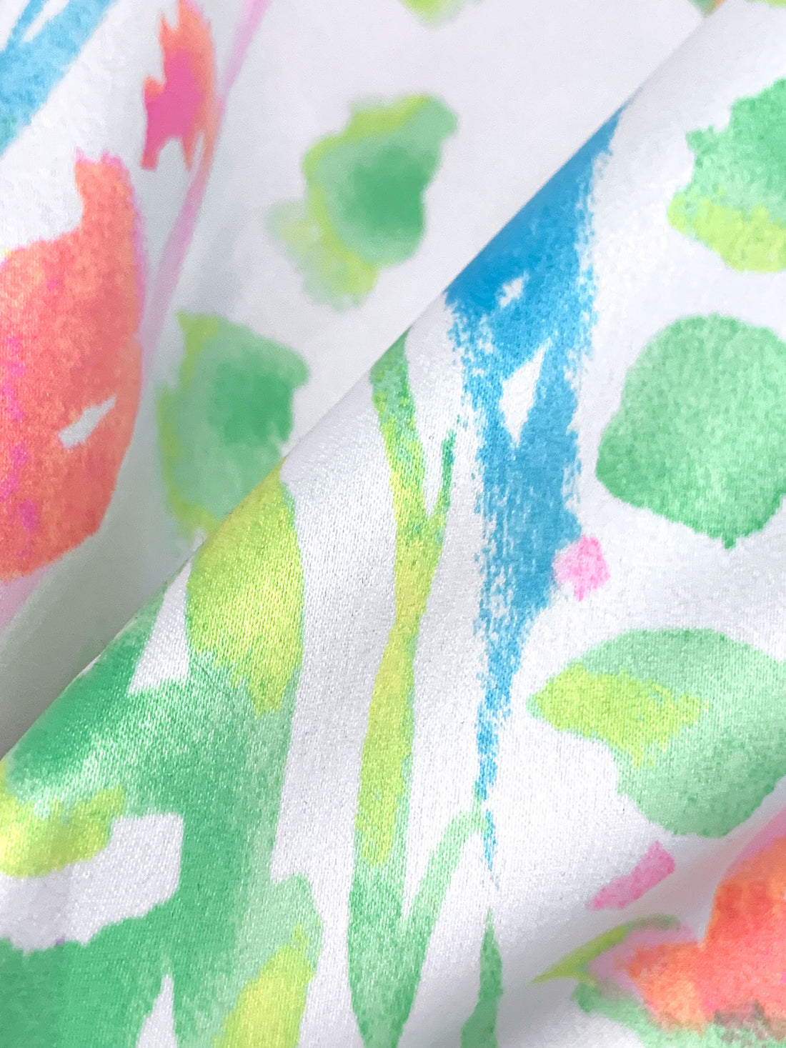 Pacific Blue/Canary/Pale Pink/White 100% Polyester Painterly Floral Paisley Print Charmeuse 58W