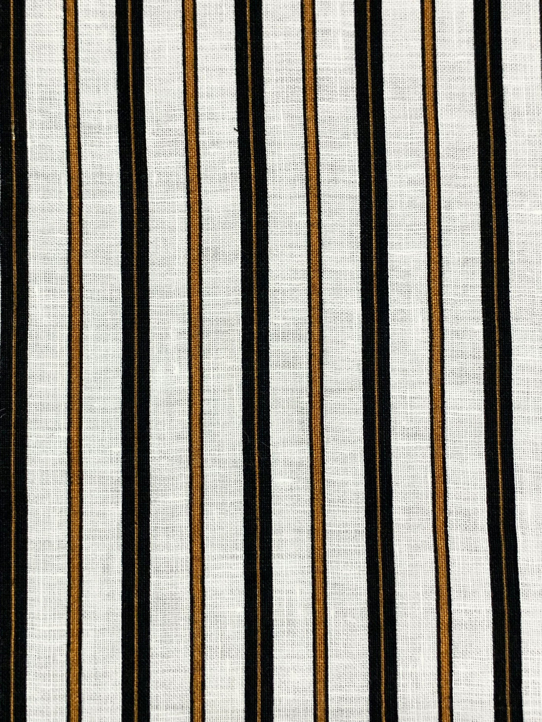 White/Black/Raw Umber Linen/Rayon Vertical Stripe Shirting - NY Designer - 56W