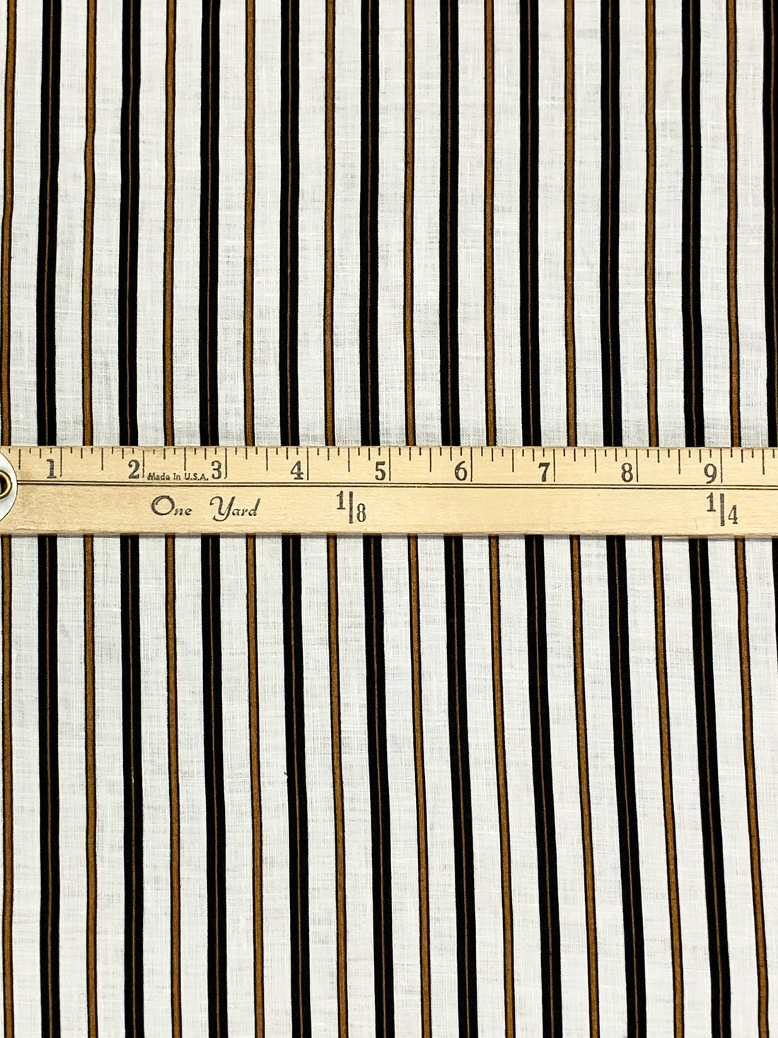 White/Black/Raw Umber Linen/Rayon Vertical Stripe Shirting - NY Designer - 56W