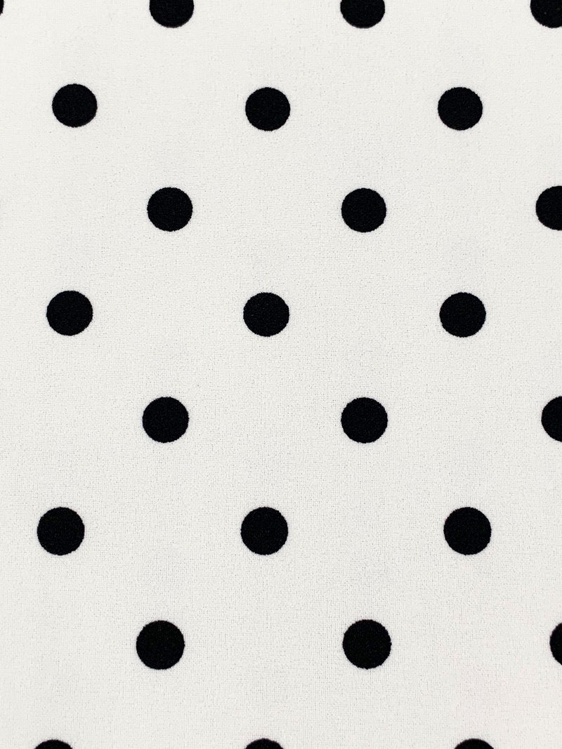 Eggshell/Black Polyester/Lycra Polka Dot Print Crepe Techno Knit 58W