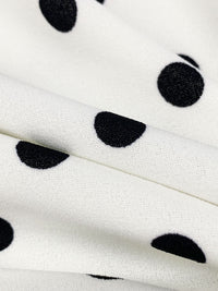 Eggshell/Black Polyester/Lycra Polka Dot Print Crepe Techno Knit 58W