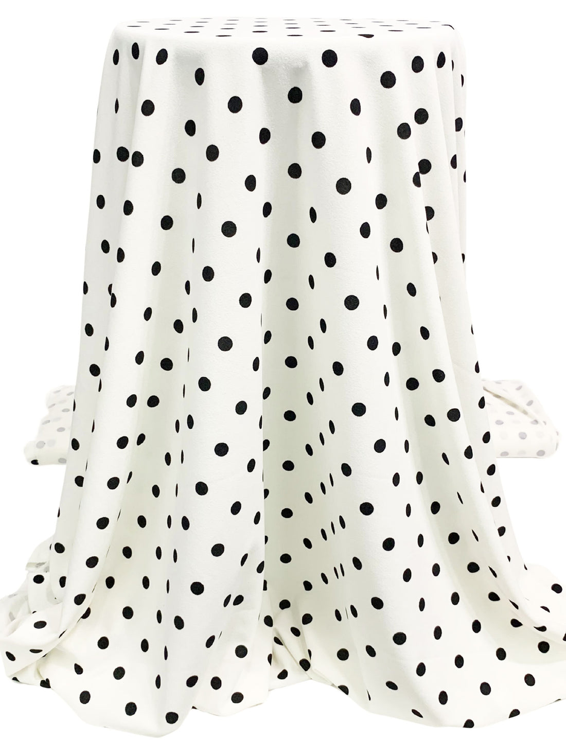 Eggshell/Black Polyester/Lycra Polka Dot Print Crepe Techno Knit 58W