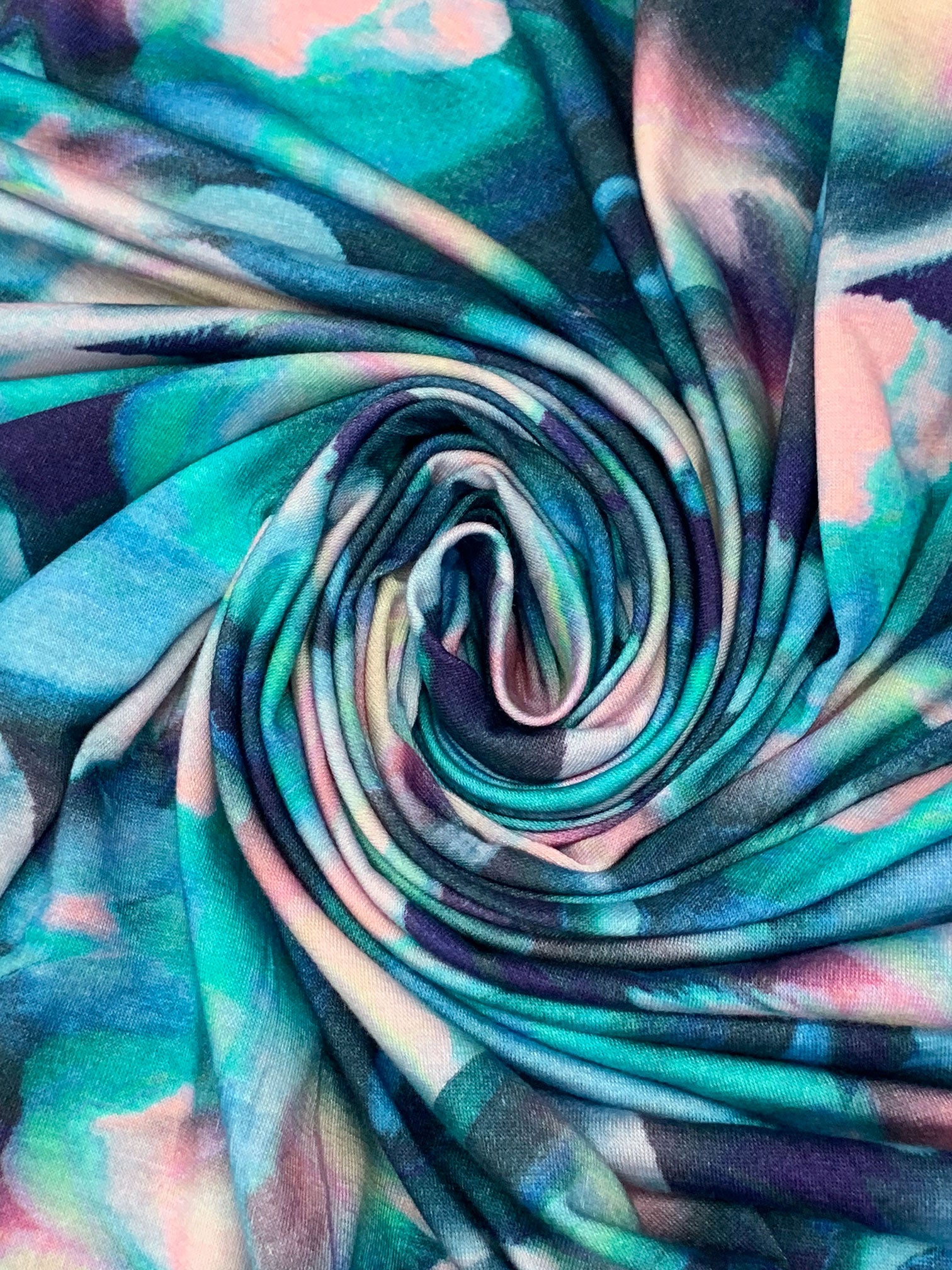 Deep Sky Blue/Charm Pink/Multi Modal/Lycra Abstract Print Jersey