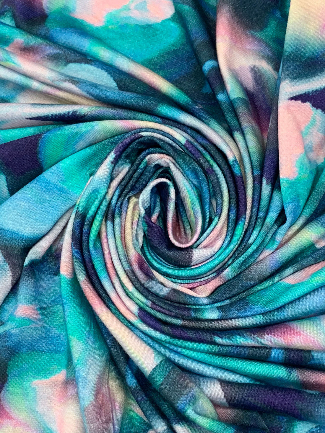 Deep Sky Blue/Charm Pink/Multi Modal/Lycra Abstract Print Jersey Knit 58W