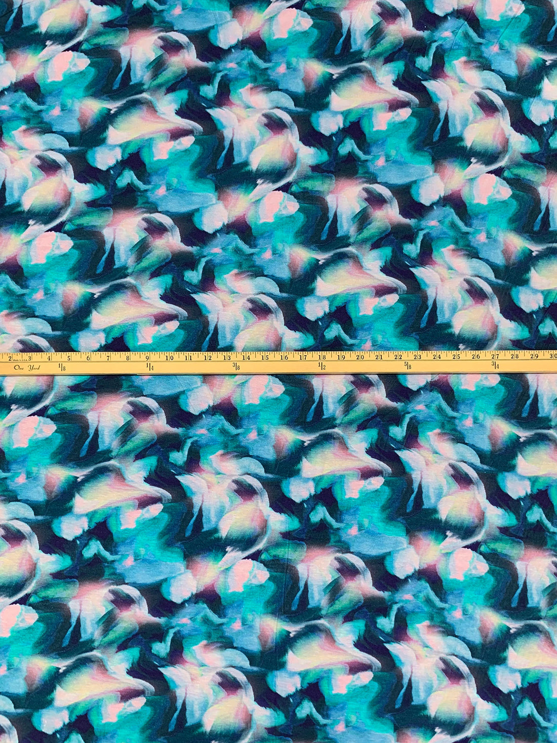 Deep Sky Blue/Charm Pink/Multi Modal/Lycra Abstract Print Jersey Knit 58W