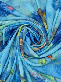 Sky Blue/Jungle Lime/Multi Polyester/Lycra Coral Reef Print Mesh Knit - Samantha Chang - 56W